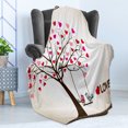 thumbnail image 4 of Love Soft Flannel Fleece Throw Blanket, Heart Leaves on Tree with Birds in Love on a Swing Cartoon for Valentines Day, Cozy Plush for Indoor and Outdoor Use, 70" x 90", Multicolor, by Ambesonne, 4 of 5