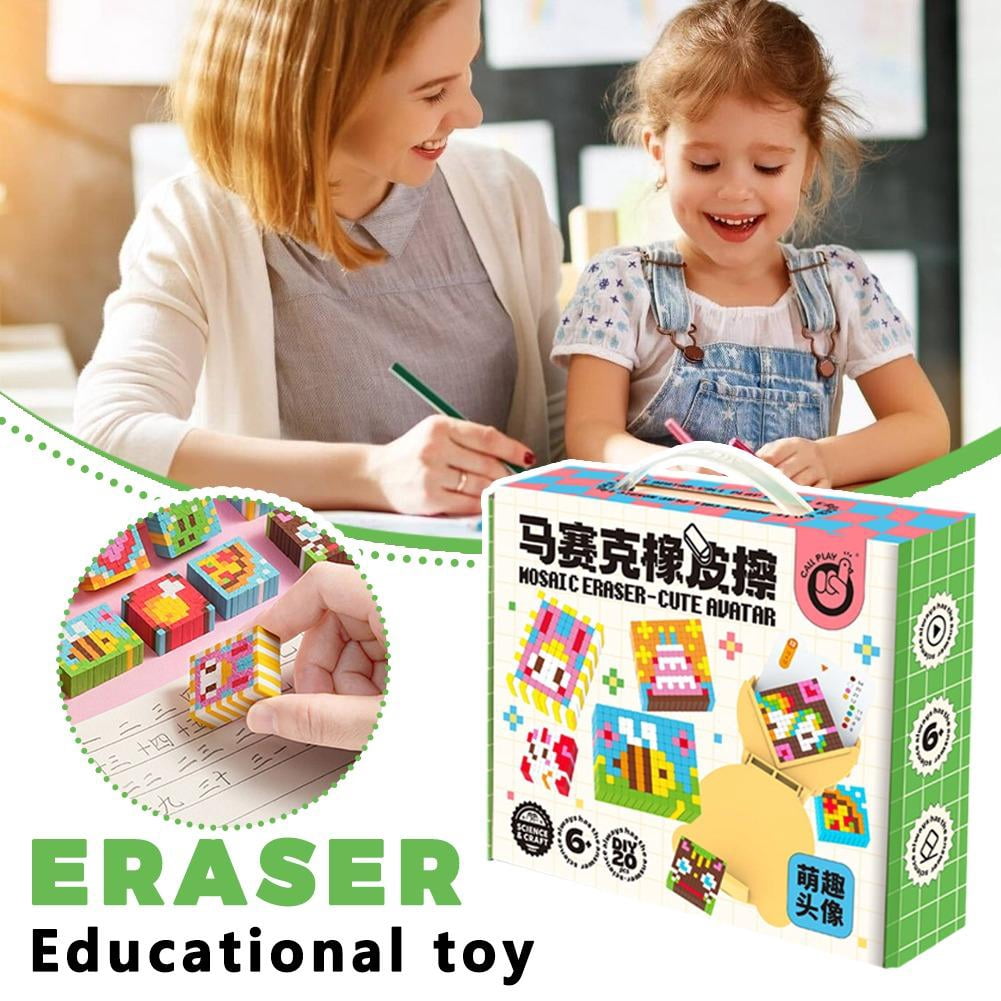 DIY Eraser Making Kit,Create Your Own Erasers Unique Patterns for Pixel Art Erasers, Complete Craft Set
