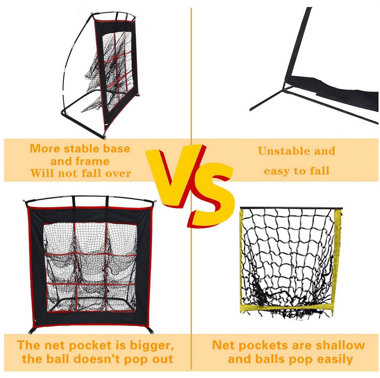 Gagalileo 9-Hole Baseball & Softball Pitching Net, Heavy-Duty Steel Frame Strike Zone Target, Portable Accuracy Trainer for Backyard Practice