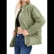 thumbnail image 1 of Chaquetas Acolchadas para Mujer, Informales, de Cuello Alto, Larga, Abrigos de Invierno Extragrandes con Cremallera Verde XL, 1 of 7