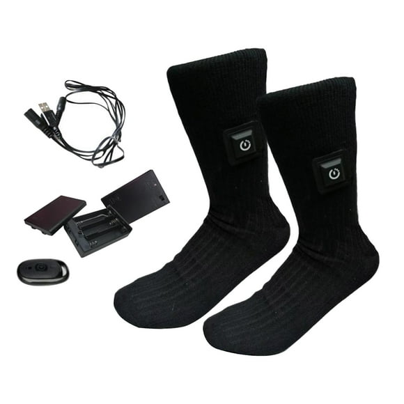 Unisex Electric Heated Sock with Battery Box Heating 3 Heating Settings Thermal USB cable and remote