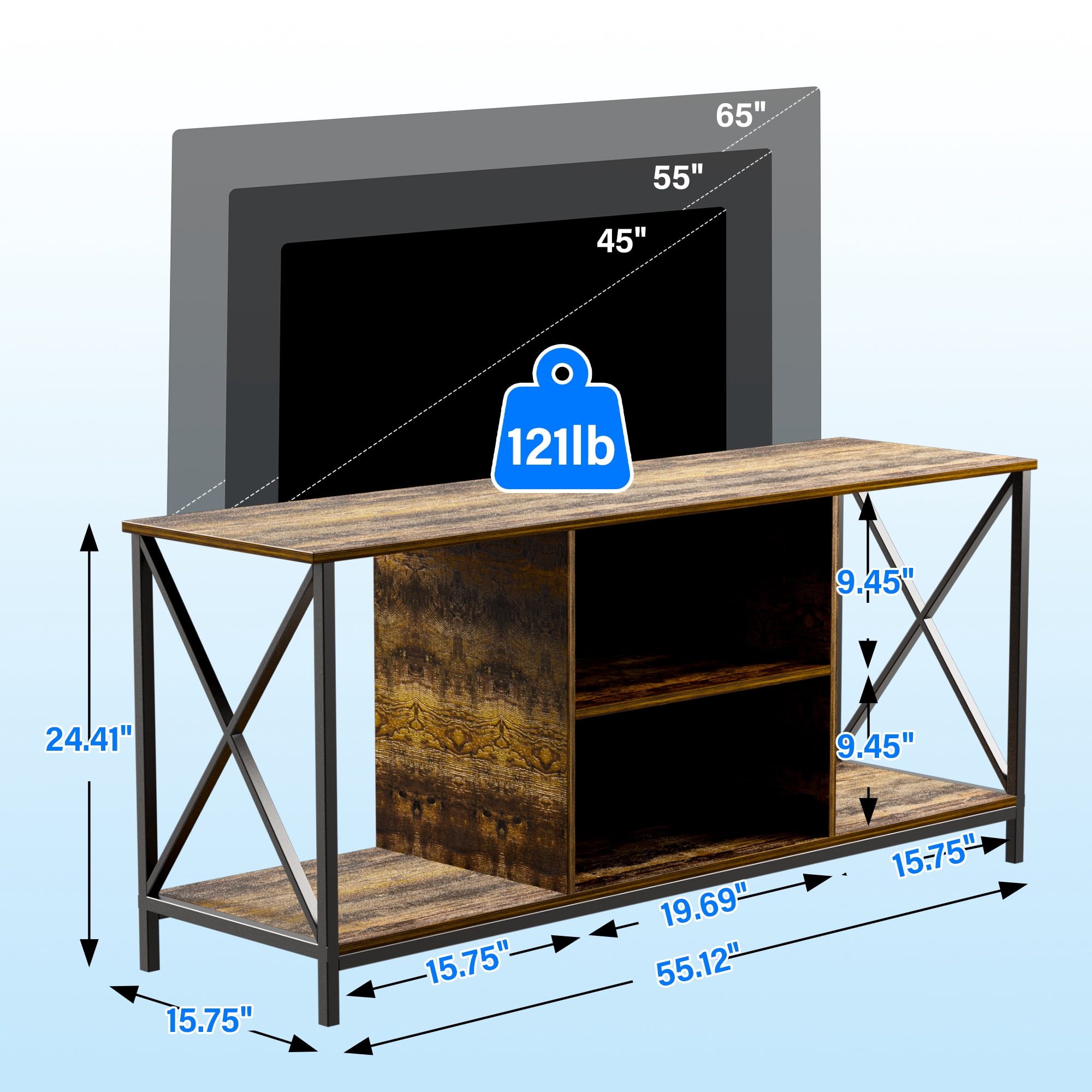 Dalattin 55 inch TV Stand for 60 65" Television, Entertainment Center TV Console for Living Room