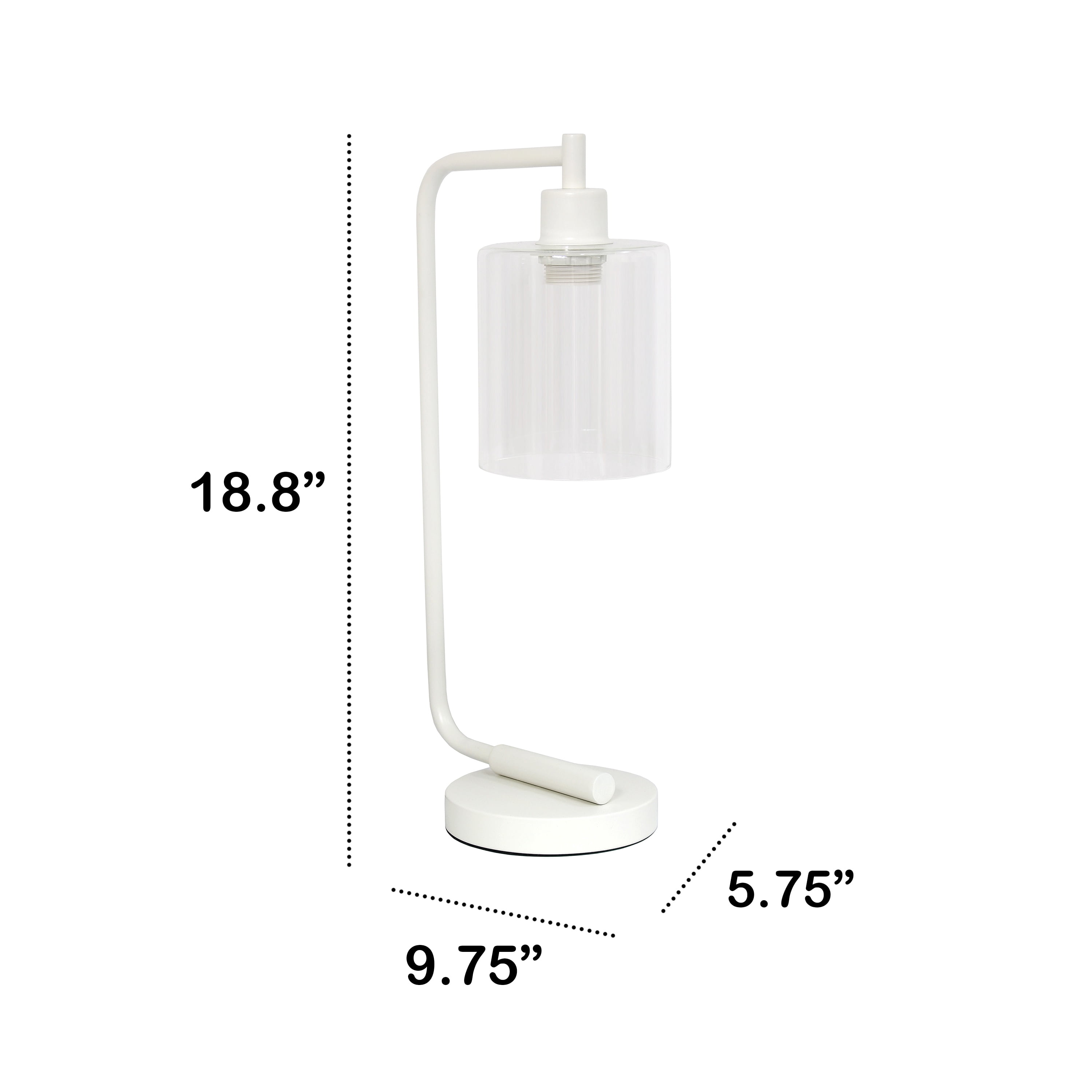 Lalia Home 18.8" Modern Iron Desk Lamp with Glass Shade, with LED Bulb, White
