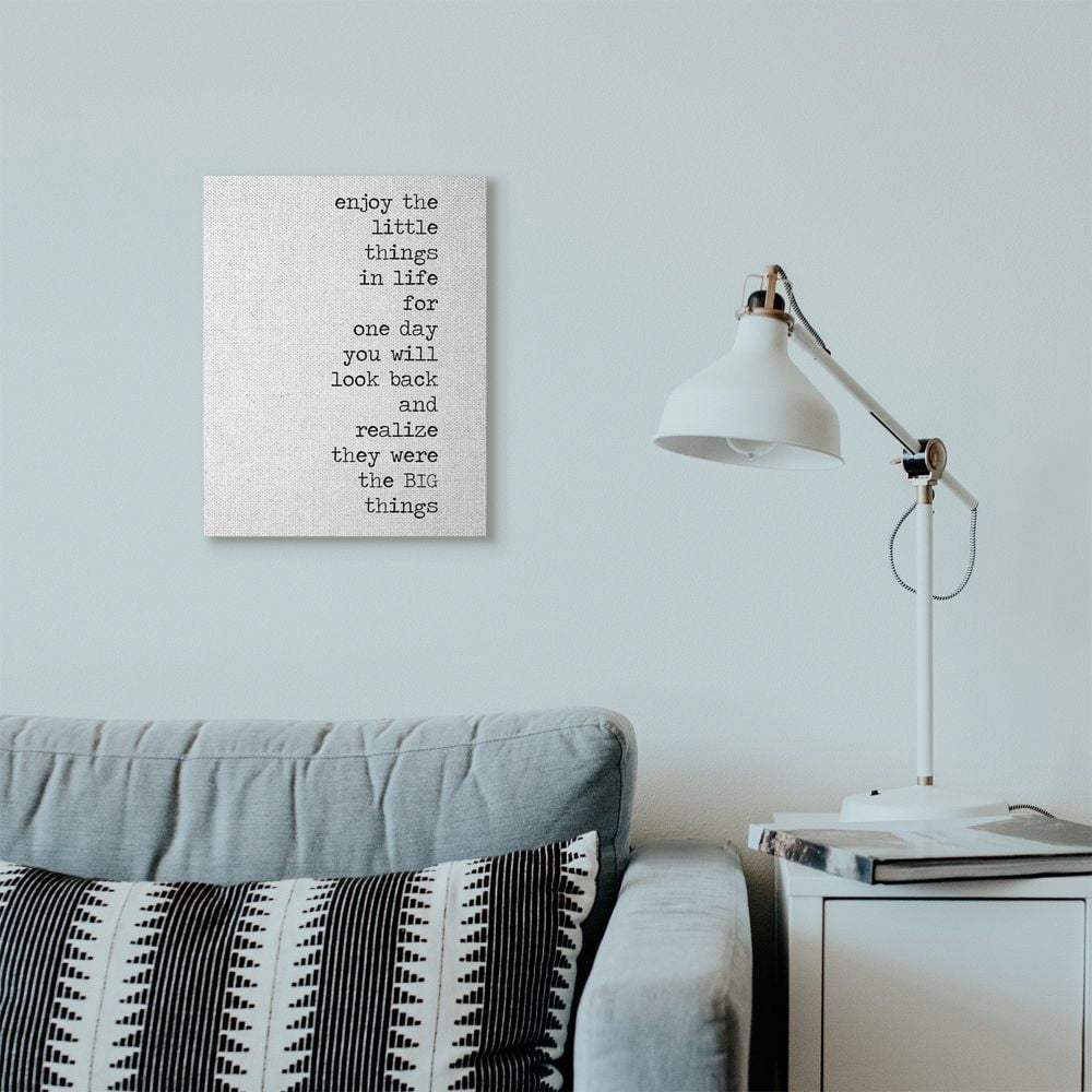 Stupell Industries Enjoy Family Home Inspirational Word Black And White Design Canvas Wall Art by Anna Quach