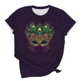 thumbnail image 6 of Erwazi Mardi Gras T-Shirt for Women Graphic Printed Short Sleeve Crew Neck Carnival Party Shirt Top, 6 of 6