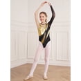 thumbnail image 3 of MSemis Kids Girls Gymnastics Leotard Rhinestone Ballet Dance Bodysuit Unitard Dancewear Gold 14, 3 of 7