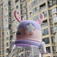 thumbnail image 2 of Vaso de agua de gran capacidad para jardín de infancia, vaso de plástico con forma de asta y pajita para niños, diseño de ciervo, 2 of 5