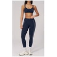 thumbnail image 2 of PISONIC Women Workout Sets Color Block Twist Back Layered Sports Bra Twist Waist Leggings Gym Yoga Outfits, 2 of 6