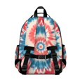 thumbnail image 3 of Red Blue Tie Dye Flower Backpack for School,Cute School Bag,Schoolbag with Adjustable Shoulder Straps & Padded Back,15.25"x11.5"x5.25", 3 of 5