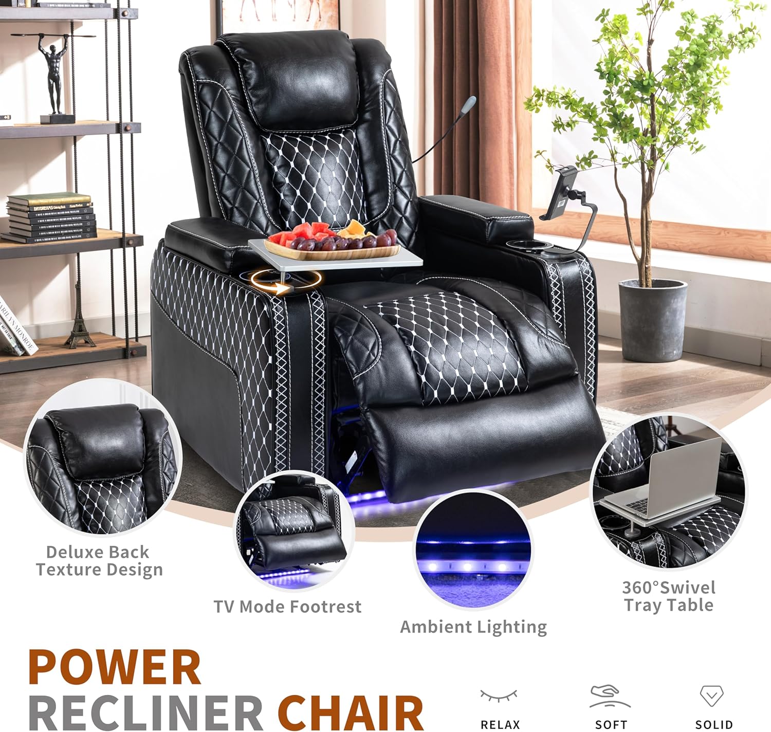 Recliner with Lift Assist for Seniors, Heavy Duty Lay Flat Recliner 180-Degree, Dual Motor Power Stand Up Lift Chair with Massage and Heat, Infinite Position Electric Recliner Chair for Elderly