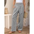 thumbnail image 2 of Womens Striped Gingham Palazzo Pants - High Waisted Wide Leg Trousers with Pockets - Casual Plaid Cropped Pants for Women - Lightweight Flowy Trousers for Summer 2026, 2 of 5