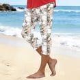 thumbnail image 2 of Mnuaqn Women's Summer Elastic High Waisted Floral Capri Leggings Comfy Stretch Slim Knee Length Cropped Yoga Pants (XXL, White), 2 of 4