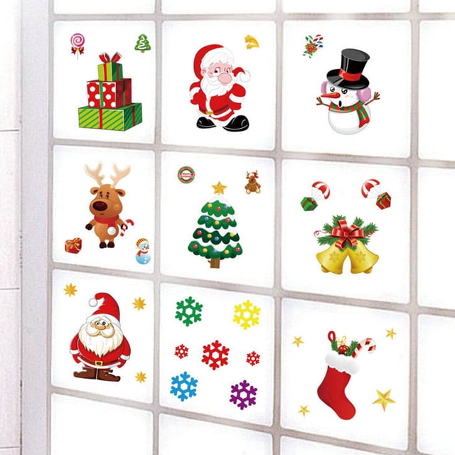 facefd Christmas Static Sticker Fridge Window PVC Decal Home Office Shop Self-adhesive Decoration, Sign