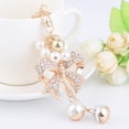 thumbnail image 3 of Langgg Bowknot Rhinestone Shinning Key Chain Allor Pearl Pendant Keychain Backpack Wallet Key Ring Girl Gift, 3 of 9