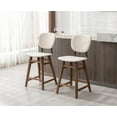 thumbnail image 2 of Guyou 26" Modern Bar Stool Set of 2, Farmhouse Upholstered Linen Counter Height Stool with Back and Wooden Legs for Kitchen Island Dining Room Living Room, Cream, 2 of 14