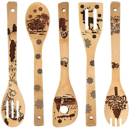 

Christmas Clearance Holiday Deals! Wjsxc Christmas Decorations Clearance Tableware Wooden Spoon Set 5 Tableware Wooden Spoon Set With 5 Tableware