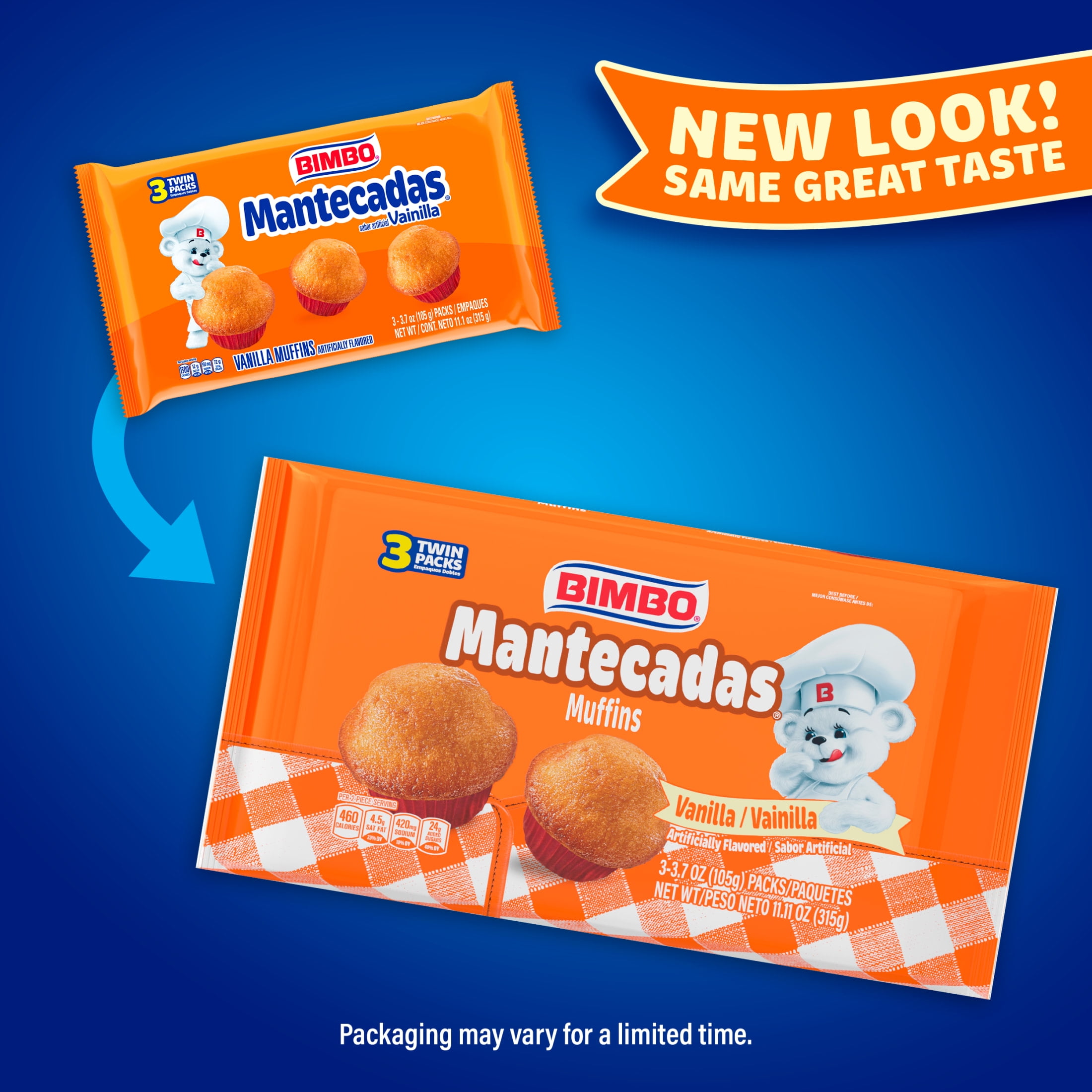 (2 pack) Bimbo Mantecadas Vanilla Muffins, 3 count, 11.10 oz