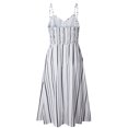 thumbnail image 4 of Vestido Midi Elegante Vestido ajustado de mujer estilo bohemio a rayas de un solo pecho sin espalda traje diario Kuymtek Negro L para Mujer, 4 of 8