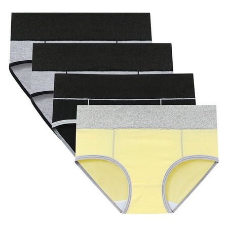 Scyoekwg Womens Underwear Comfort Ladies Underpants High Waisted Panties Cotton Women s Physiological Underpants Patchwork High Waisted Underwear Hipster Panties 4 Pack(Yellow XL)