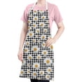 thumbnail image 5 of Black Daisy Flower Checkered Pattern Apron-Garden Aprons for Women with Pockets-Cotton Linen Waterproof Kitchen Cooking Gardening Aprons Adjustable for Kitchen,Cooking,BBQ and Salon 33x27 Inch, 5 of 7