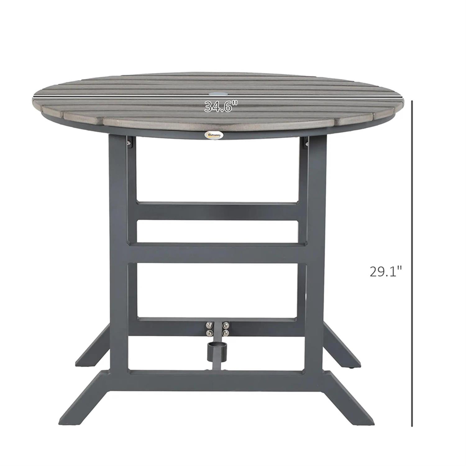 Demi Bonn 35" Outdoor Bistro Tables with Umbrella Hole, Aluminum Frame Round Patio Table, Garden Dining Table for Backyard, Lawn, Balcony, Porch, Gray
