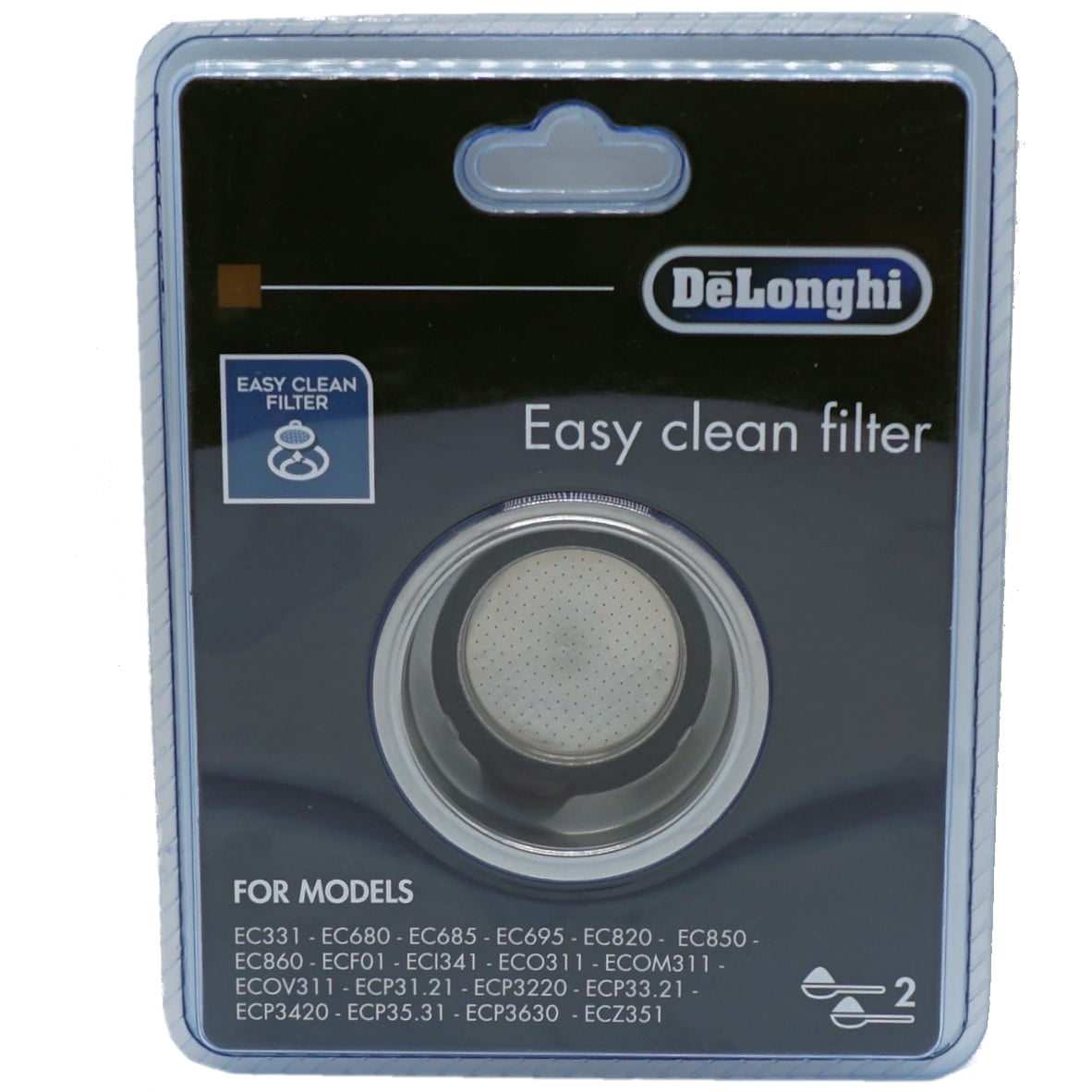 Easy Clean 2 Cup Filter fits De'Longhi Espresso/Cappuccino Machines ...
