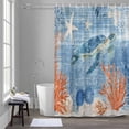 thumbnail image 5 of Sea Corals Turtle Bathroom Shower Curtain, Summer Beach Sea Stars Blue Stripes Waterproof Washable Soft Bath Curtain for Bathtub Decor with 12 Hooks&Grommet, 48x72 Inch, 5 of 9