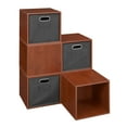 Niche Cubo Storage Set 6 Cubes and 3 Canvas Bins White Wood Grain/Natural