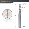 thumbnail image 2 of POWERTEC Down Cut 1/8" Spiral Router Bit w/ 1/4" Shank Carbide Router Bit, 1/2" Cutting Length & 2" Long. Fits CNC Router, Handheld Router, Router Table & Plunge Router for Router Bushing (73040), 2 of 7