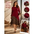 thumbnail image 5 of Mengpipi Women’s Plus Size Dresses Fall Spring Long Sleeve Crew Neck Loose Fit Color Block Leopard Print Asymmetric Hem Casual Maxi Dress 1X-5X, 5 of 9