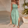 thumbnail image 5 of cocolona Womens Summer Spaghetti Strap Maxi Dress Smocked Waist Tiered Ruffle Flowy Long Dress Fashion Casual Sundress, 5 of 5