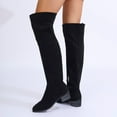 thumbnail image 5 of Gyexs Thigh High Boots for Women Wide Calf Low Heel Long Boots Pull on Pointed Toe Suede Boots with Side Zipper Black & Size 7.5, 5 of 8
