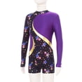 thumbnail image 5 of TTAO Girls Long Sleeve Gymnastics Leotards Stretchy Ballet Dance Unitard Athletic Shorty Bodysuit Purple&Black 6, 5 of 7