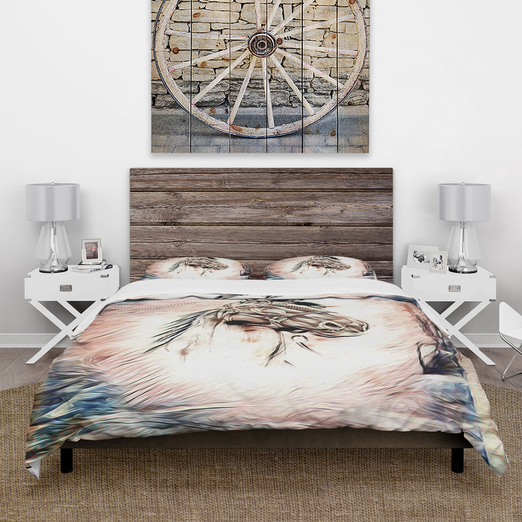 Designart 'Freehand Horse' Farmhouse Animal Duvet Cover Set