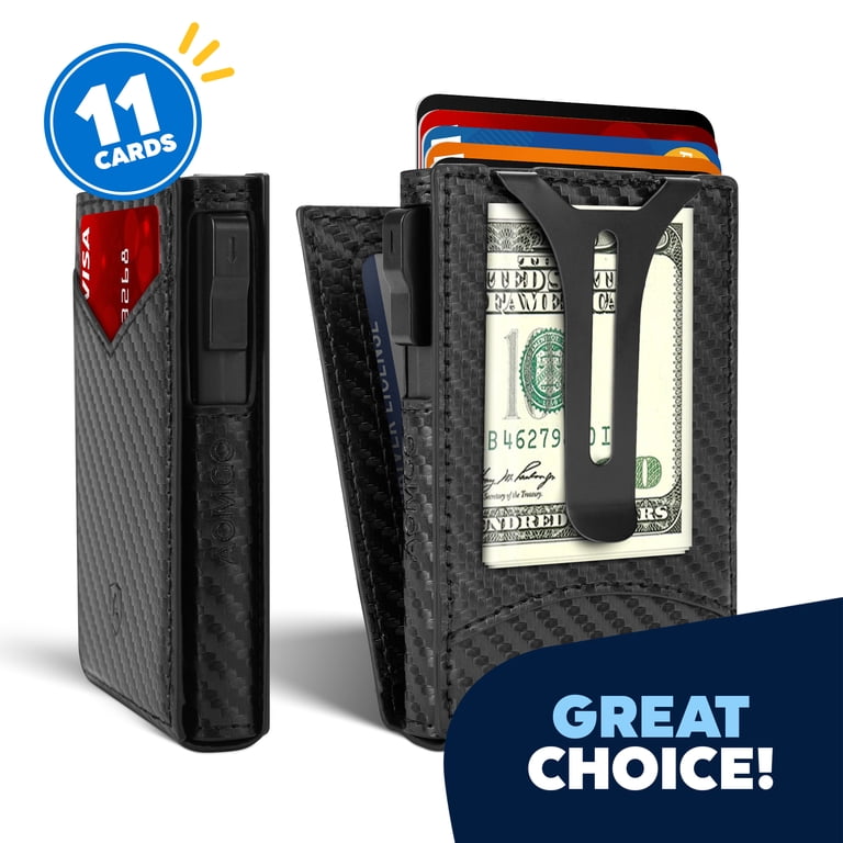AOMGO Slim Wallet for Men, Pop-Up Card Holder, Black photo 1