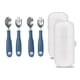 thumbnail image 1 of 2 juegos de vajilla de entrenamiento para comer para niños, tenedor y cuchara flexibles de acero inoxidable, herramientas de alimentos complementarios, 1 of 5