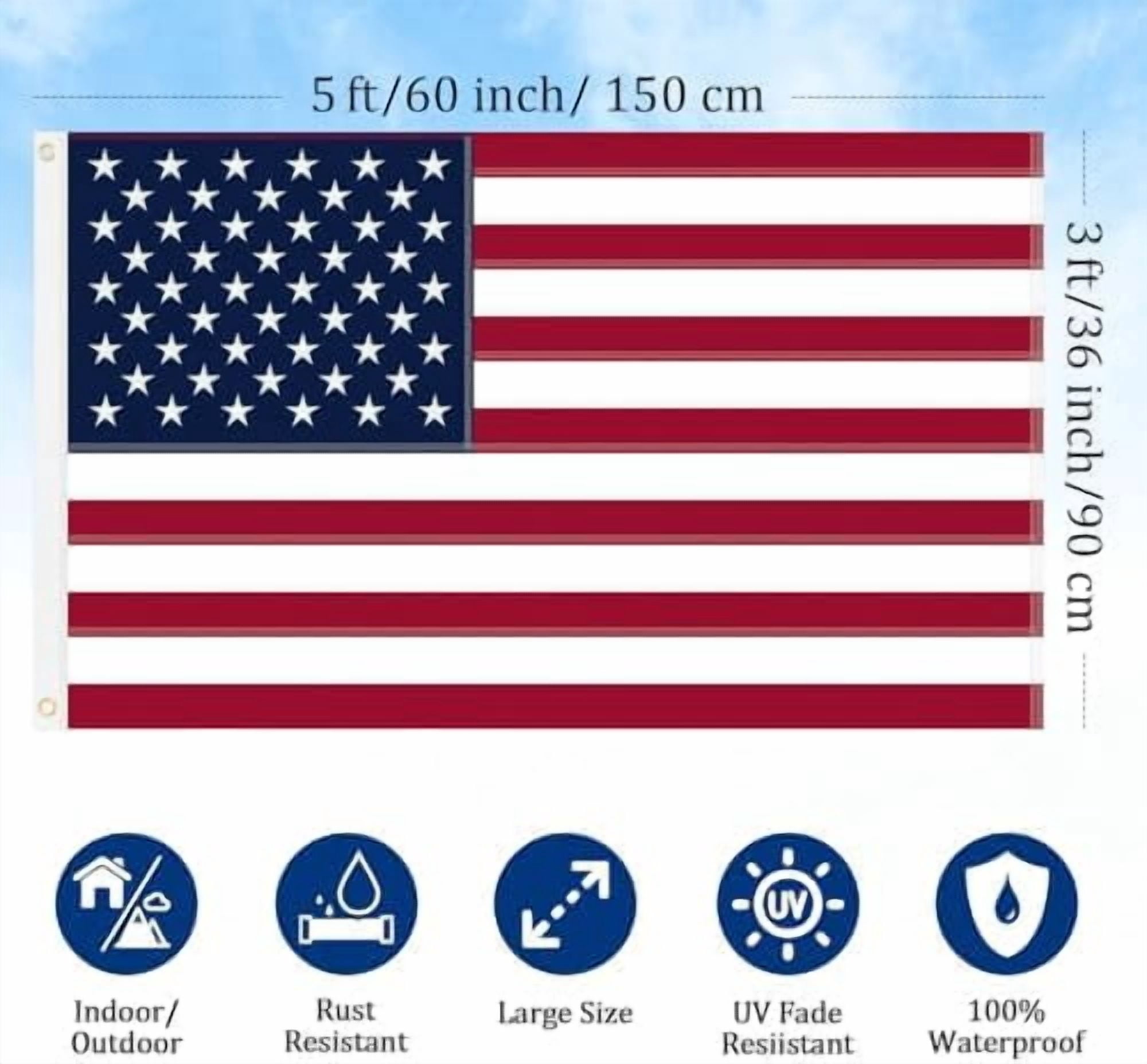 American Flag 3x5 FT American Flags for Outside | USA Flag 3 X 5 Heavy Duty Outdoor US Flags with Embroidered Stars, Sewn Stripes, Thick Spun Polyester Vivid Color UV & Fade Resistant, Brass Grommets