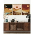 thumbnail image 4 of SHENIFY Set Watercolor Sunrise Boho Landscape Wall Art Mountain Range Forest Desert Nature Wilderness Farmhouse Rustic Modern Art Decorative 11x14in3pcs Natural Framed, 4 of 5