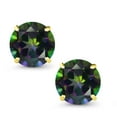 thumbnail image 2 of Gem Stone King 10K Yellow Gold Green Mystic Topaz Stud Earrings for Women Men (2.60 Cttw, Gemstone Birthstone, Round 7MM), 2 of 5