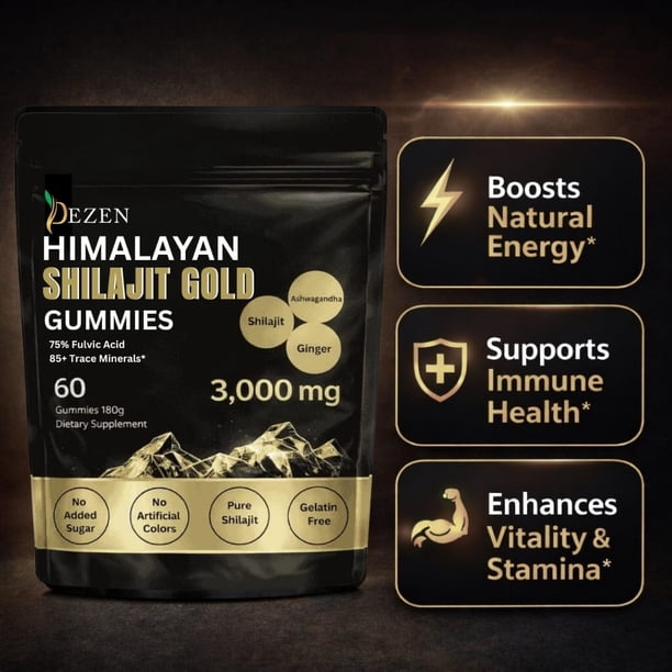 Shilajit Gummies 3000mg with Ashwagandha, Ginger, Turmeric for