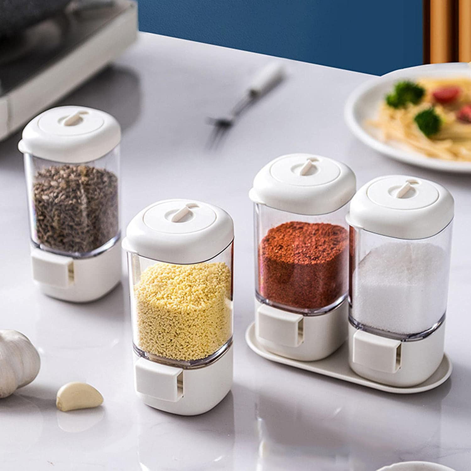 3Pcs Large Salt and Pepper Shakers with Handle, Kitchen Stainless Steel  Salt Shaker Seasoning Bottle Container Dry Rub Spice Dispenser with Lid  Holes