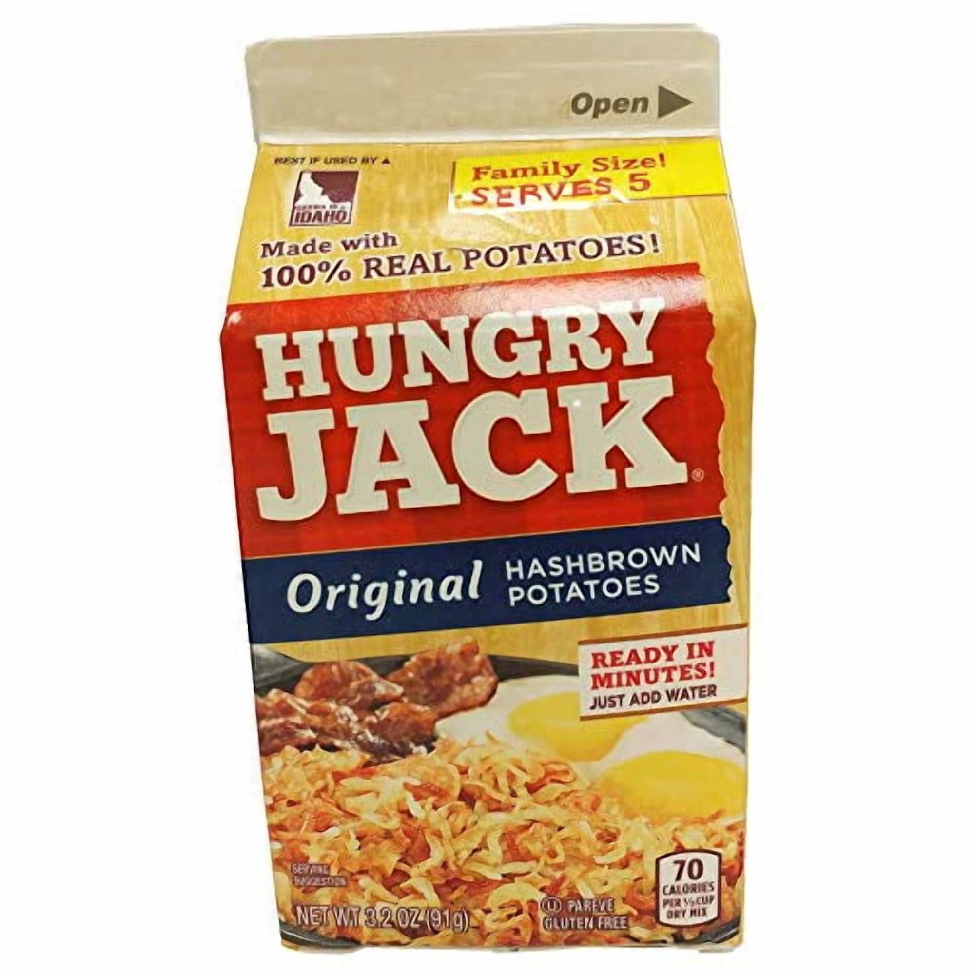 Hungry Jack Original Hash brown Potatoes 3.2 Oz (8 Pack) Gluten Free & Made with 100% Real Potatoes! Family Size Serves 5! A Perfect Addition To Any Meal!