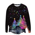 thumbnail image 7 of Feancey Womens Christmas Tops Long Sleeve Glitter Xmas Tree Graphic Pullover Round Neck Casual Loose Tunics Trendy Dressy Holiday Tee Shirts Multicolor8 M, 7 of 7