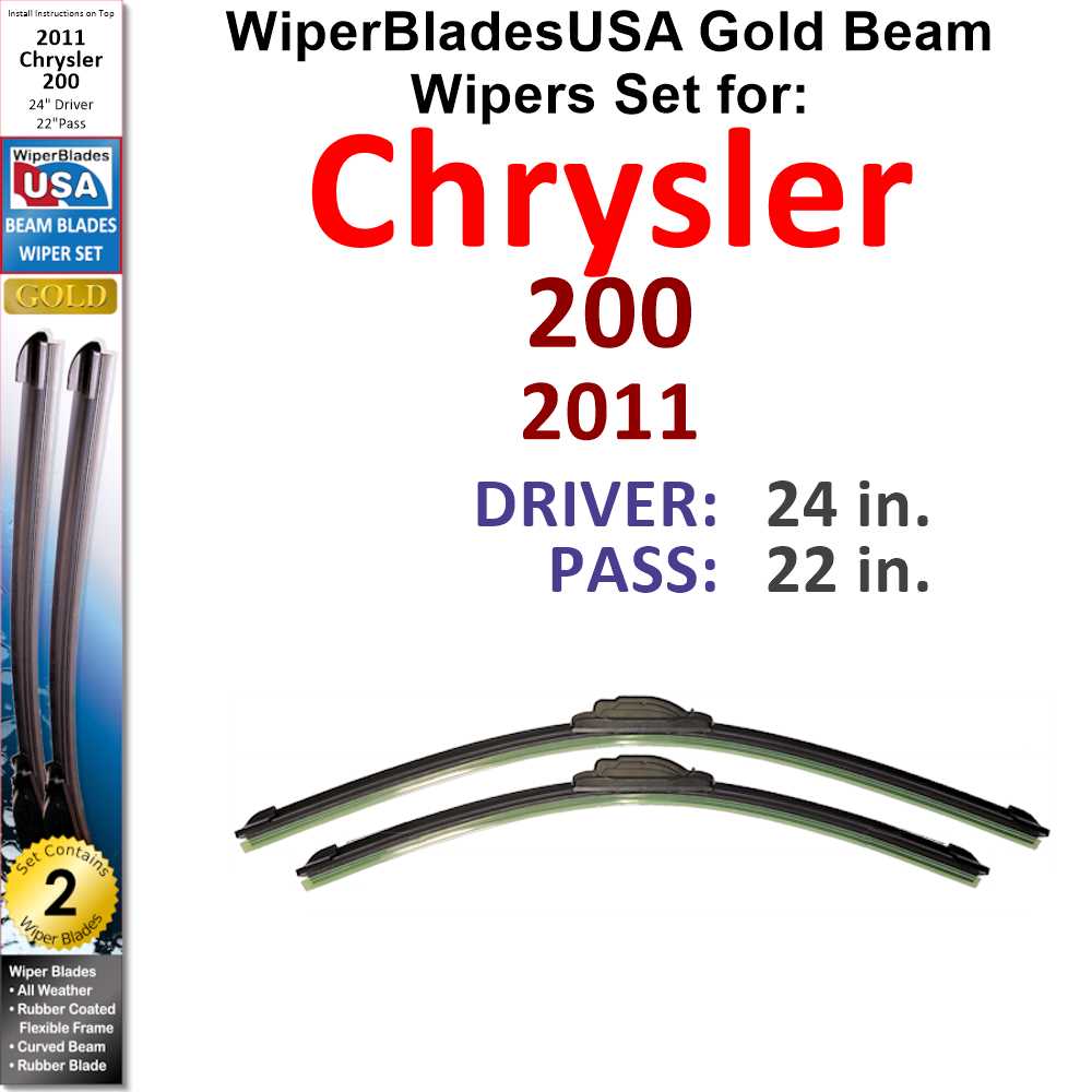 2011 Chrysler 200 Beam Wiper Blades Wipers WBUSA (Set of 2)