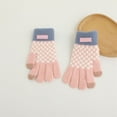 thumbnail image 2 of LNWUY Winter Fleece Lined Knit Gloves for Women Girls，Warm Full Fingers Gloves with Touch Screen for Cold Weather Pink Free Size, 2 of 3
