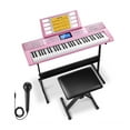 thumbnail image 3 of Donner New 61 Key Piano Keyboard Electric Keyboard Bundle for Beginners, with Piano Stand, Stool, Microphone, Perfect Gift for Daughter, Pink (DEK-610S), 3 of 8