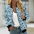 thumbnail image 2 of wdsxpo Bomber Jacket Women Long Sleeve Zip Up Printed Outerwear Lightweight Loose Trendy Fall Spring Windbreaker Outwear Jackets, 2 of 5