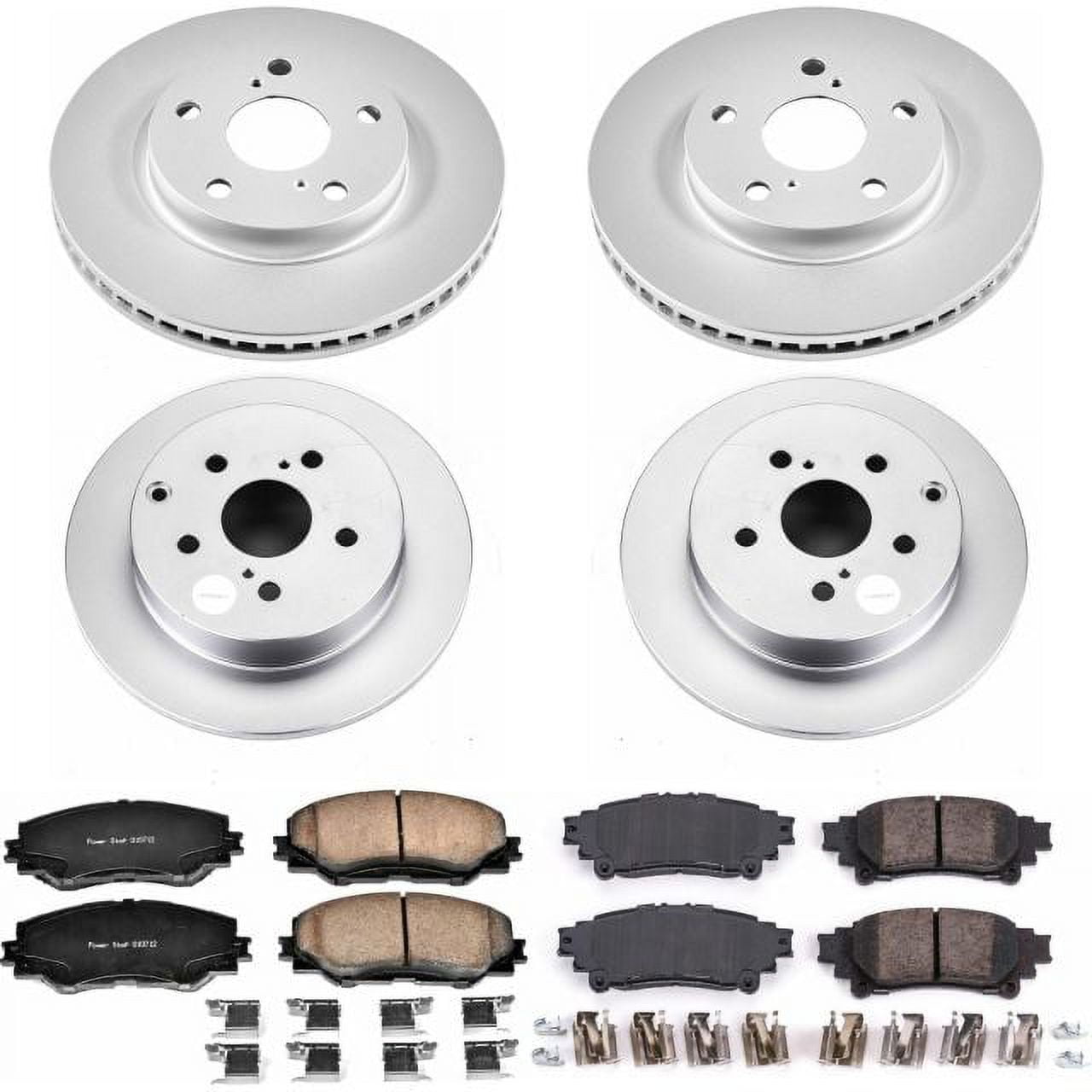 PowerStop Front and Rear Geomet Coated Brake Rotor and Pad Kit Fits: TOYOTA Select Models CRK6763