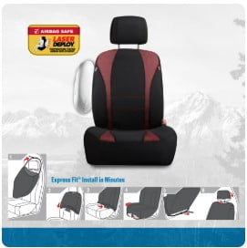 Dickies Durable Front & Rear Truck Seat Covers, 3-Piece Set, Black/Red, Full Vehicle Protection, Universal Fit
