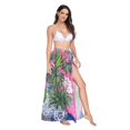 thumbnail image 2 of FORMRS Womens Long Sarong Beach Wrap Semi-Sheer Bikini Skirt Bathing Swimsuit Cover Up, White Vibrant Flowers, 2 of 7